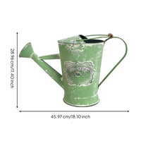 Green Metal Watering Can Metal Watering Can Curved Handle Raised Pattern