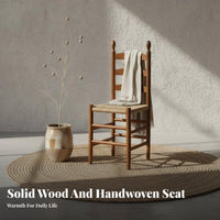 Modern Minimalist Design Woven Seat Dining Chair Ergonomic Backrest Solid Wood Dining Chair Sturdy and Long-Lasting Anti-Slip Leg Pads for Interior Decorators, Homeowners, Restaurant Owners, Cafe, Living Room, Home