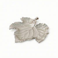 Leaf Tray Textured Metal Tray with Handle Shallow Serving Platter for Entryway