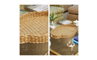 Wicker Tray with Handles Decorative Rattan Serving Tray with Handles Rustic Woven Serving Basket for Kitchen