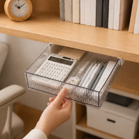 Under Desk Drawer Organiser, Automatic Large PP Storage, 24x21.3x6.5cm Office Desk Solution, Space Saving Home Office