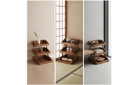 Three Tier Display Shelf Compact Wooden Display Stand Rustic Tiered Shelf for Study