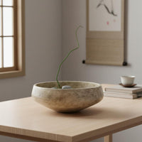 Wood Grain Lichen Bowl Handcrafted Look Tabletop Decorative Dish