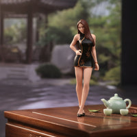 1/18 Miniature Girls Figure with Qipao Dress 1/18 Scale Female Figurine Collectible Miniature Statue with High Heels for Hobbyists
