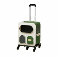 Large Capacity Wheeled Pet Carrier Backpack Portable Feline Backpack Carrier Padded Shoulder Straps Ventilation Holes for Outdoor