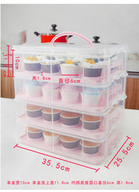 Cupcake Carrier Box with Handle, Plastic Multi-Layer Storage Container for Dessert Stand Transport