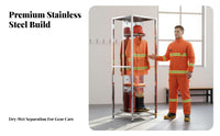 Firefighter Gear Rack Stainless Steel Construction Turnout Gear Rack Double-Sided Fire Station Locker for Emergency Responders, Garage, Entryway, Home