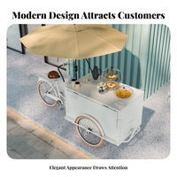Street Vending Cart Large Countertop Beverage Bike Cart Sturdy Metal Frame Portable Flower Display Stand for Entrepreneurs, Scenic Areas, Outdoors