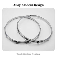 Consistent Tuning 14 Inch 10 Hole Die-Cast Hoop Heavy Duty 14 Inch Aluminum Drum Rim Easy Installation 10 Hole Drum Rim Sturdy for Drummers, Percussionists, Musicians, Music Practice, Live Performance, Band Rehearsal, Studio Recording