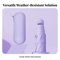 Portable 5-Fold Sun Sunshade Lightweight Capsule Travel Umbrella Water-Resistant Material for Commuters, Students, Commuting