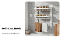 No-Drill Installation Adjustable Seasoning Rack Space-Saving Kitchen Organizer Multi-Tier Design Storage Shelf Large Capacity for Home Cooks, Apartment Dwellers, Small Areas, Pantry, Cupboard, Bathroom