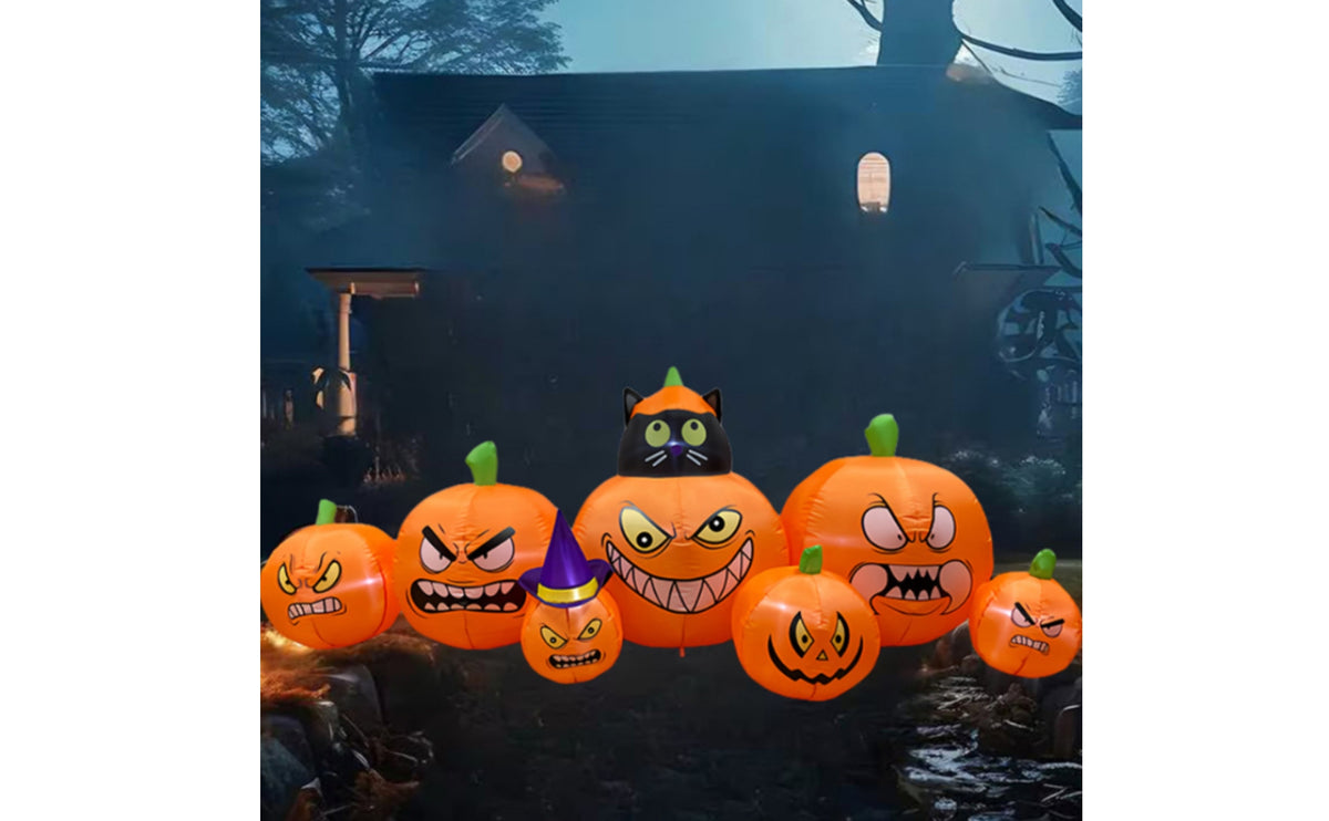 Outdoor Inflatable Pumpkin with Black Cat Long-Lasting Inflatable Black Cat and Pumpkin Decoration Easy to Use Inflate Yard Decoration Lighted for Lawn
