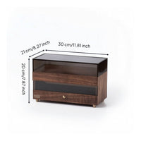 Organizer with Glass Top Compartment Compact Desktop Organizer Drawer Cabinet with Transparent Lid for Collectors, Dresser, Tea Table