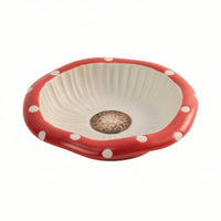 Cute Fungus Pet Bowl Adorable Ceramic Pet Bowl Glossy Feeding Dish Easy to Clean for Cats, Indoor