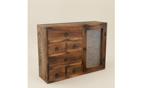 Wood Storage Cabinet Vintage Finish Drawer Cabinet Hand-Finished Tabletop Organizer for Vanity Table
