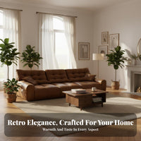 Straight-Line Block Sofa Caramel Color Couch Vintage Inspired Living Room Furniture for Apartment Dwellers, Families, Home leisure Space, Office