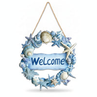 Sea Star Coastal Wreath Sign Easy to Hang Beach Welcome Sign Lightweight Wooden Door Hanger Long-Lasting