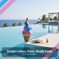 Ice Cream Water Lounger PVC Material Giant Inflatable Ice Cream Cone Cute Shape Inflatable Swim Toy for Kids, Family, Beach, Birthday Parties, Lake