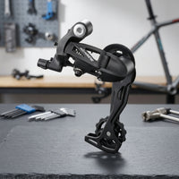 Cable-Actuated Rear Derailleur with Metal Cage Compact Bike Rear Derailleur Long-Lasting Easy to Install for Cyclists, Mountain Bikers, Road Bikes