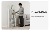 Floor-Standing Multilevel Shelving single-unit basic design shelving single-unit uncoveredShelf Storage areasaving for Students, Families, homeowners, Living Room, Bedroom, Home Office, Balcony