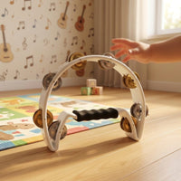 Hand Held Semicircular Tambourine Compact Handheld Tambourine Portable Percussion Hoop with Bells Easy to Use for Singers, Students, Stage, Karaoke, Classroom