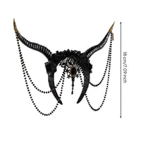 Ornate Gothic Headband with Horns Curved Spike Headpiece with Beads Draped Spike Headband One Size Fits Most for Cosplayers