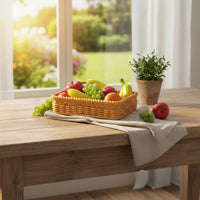 3 Pieces Rustic Design Bamboo Look Tray Multi-Purpose Rattan Basket Tray Lightweight Rattan Serving Basket Easy to Clean for Display, Photography, Miniature Scene