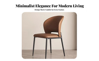 Italian Design Upholstered Side Chair with Curved Back Minimalist Design Curved Backrest Chair Light Luxury Seating Furniture Soft Padded for Families, Homeowners, Restaurant Owners, Dining Room, Kitchen, Study, Home Office