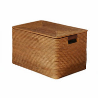 Vintage Design Rattan Storage Basket Nordic Design Wicker Basket with Handles for Bathroom, Bookshelf, Closet