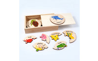 Interlocking Wooden Puzzle Set Early-Learning Puzzle with Storage Box Interactive Educational Toy Screen-Screenless for Preschoolers