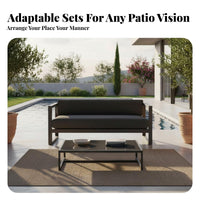 Minimalist Design Box-Frame Sofa Weather-Resistant Outdoor Furniture Modern Design Patio Set Long-Lasting Construction for Hotel Owners, Homeowners, Entertainers, Garden, Terrace, Balcony, Backyard