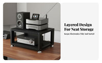 Space-Saving Desktop Audio Rack Sturdy and Long-Lasting Small Stereo Equipment Rack Stable Structure Audio Component Shelf Unobstructed Design for Audiophiles, Music Producers, Home Studio, Study Room