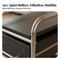 Space-Saving 2-Tier Rolling Trolley mid-centuryvintage and design 2-Tier Rolling Stand Multi-Functional End Table adjustable for Apartment Dwellers, Design aficionados, Living Room, Bedroom, Kitchen, Bathroom