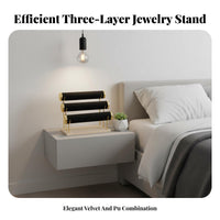 3 Tier Jewelry Stand Soft Velvet Lining 3 Tier Crossbar Stand Multi-Functional Bracelet Display Holder for Boutique Owners, Vanity Table, Retail Store