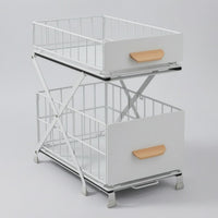 Pull-out Storage Rack Carbon Steel 2 Tier Drawer Organizer Adjustable Under Sink Basket for Cabinet Space