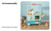 Portable with Wheels Wooden Ice Cream Cart Encourages Creativity Kids Ice Cream Stand Playset Develops Social Skills children's Dessert Shop Toy Educational for Preschoolers, Toddlers, Girls, Preschool, Kindergarten, Playroom, Daycare