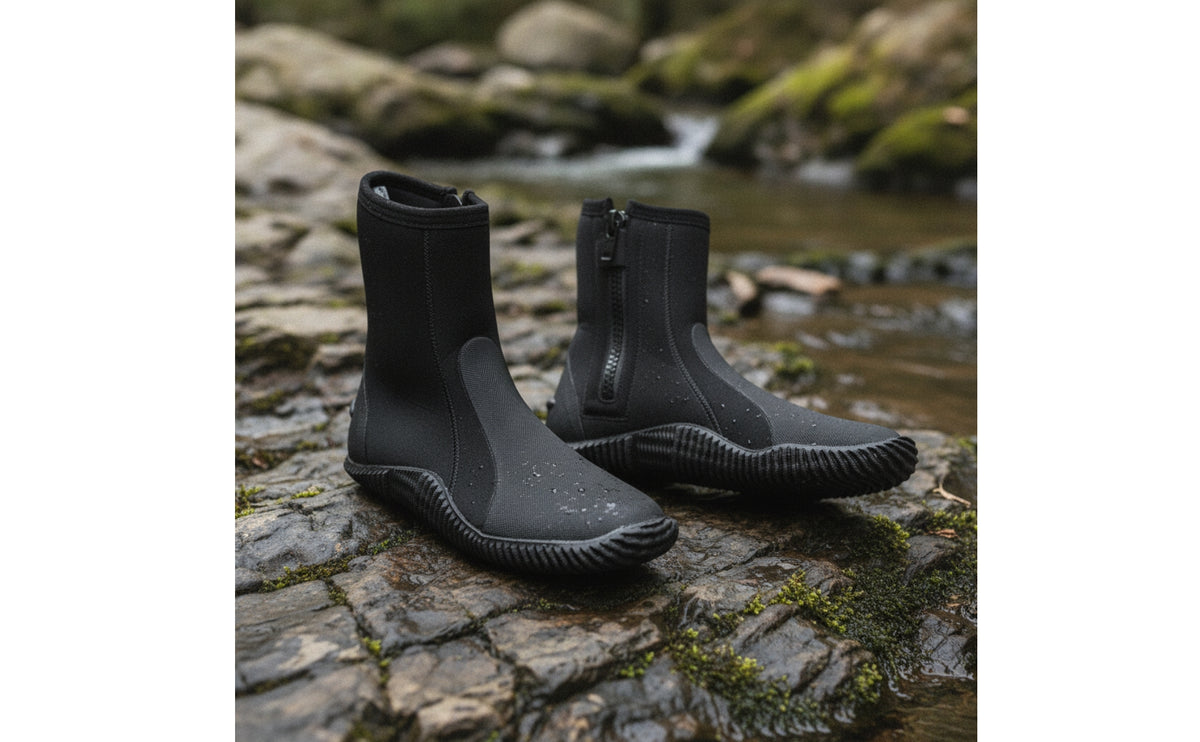 Diving Boots 5mm water Boots with Zipper Neoprene Dive Booties for Snorkelers, Surfers, Snorkeling, Surfing, Beach