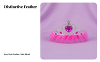 Princess Feather Crown Sparkling Feathered Party Tiara Princess Headband Single Size Accommodates All Heart Crystal Headband