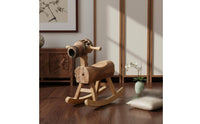 Horse Rocking Stool Angled Legs Wooden Rocking Horse Stool Rustic Texture Wooden Ride Plaything for Children