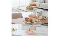 Snack Organizer with Metal Stand Gold Two-Tier Snack Bowl 2-Tier Fruit Bowl Easy to Clean Tray Sturdy for Hosts, Living Room