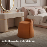 Light Luxury aesthetic Round Pouf with Handle Nordic Design Round Pouf Multi-Functional Low Stool Portable for Interior Designers, Apartment Dwellers, Entryway, Living Room, Cloakroom, Home Office