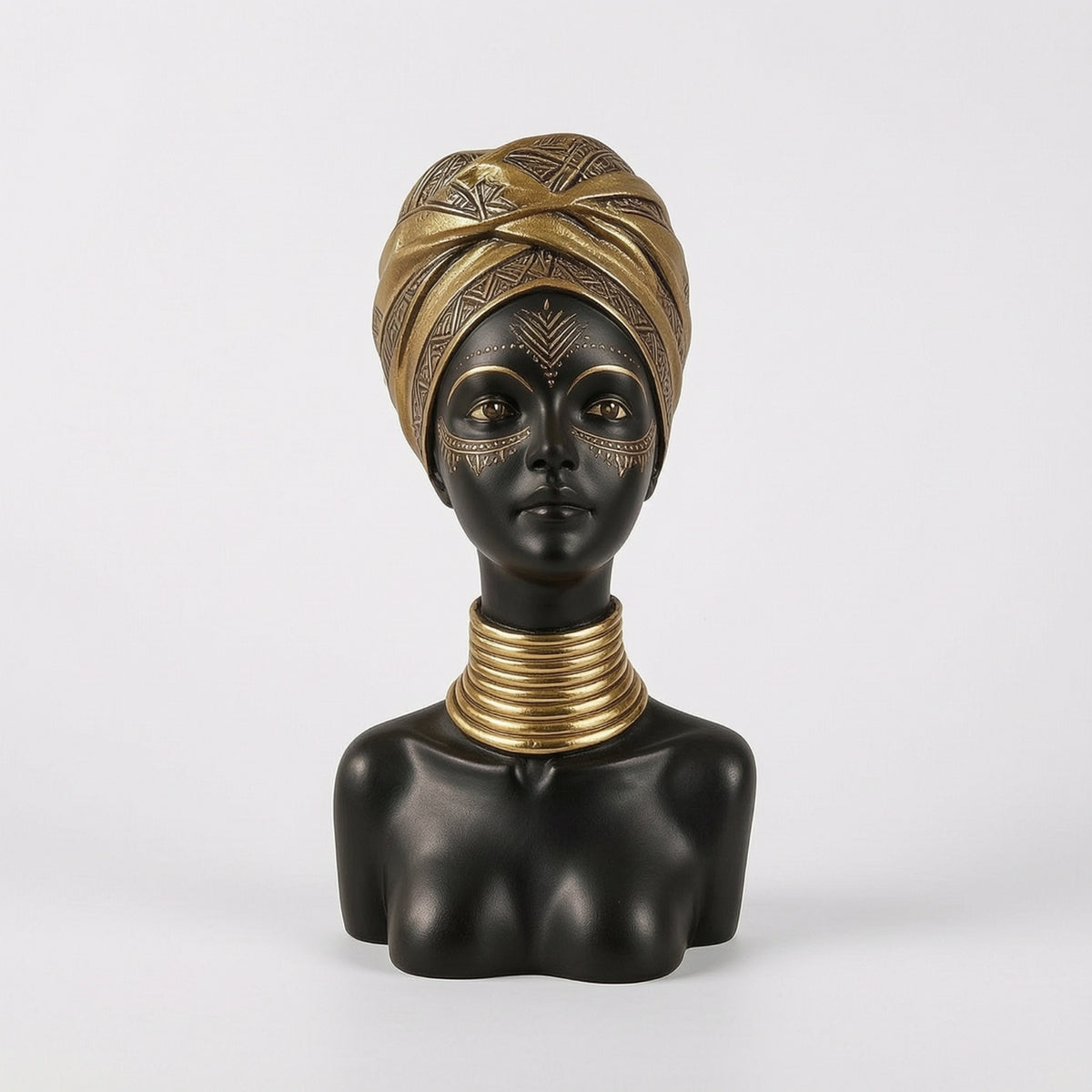 Resin African Woman Bust Sculpture Sculpted African Woman Bust Statue Golden Sculpture with Neck Rings Versatile for Art Collectors, Living Room