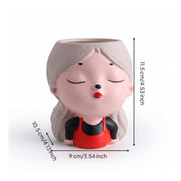 Figurine Pen Holder Cute Girl Pen Holder Stationery Container Decorative Stationery Holder Playful for Students, Study Room