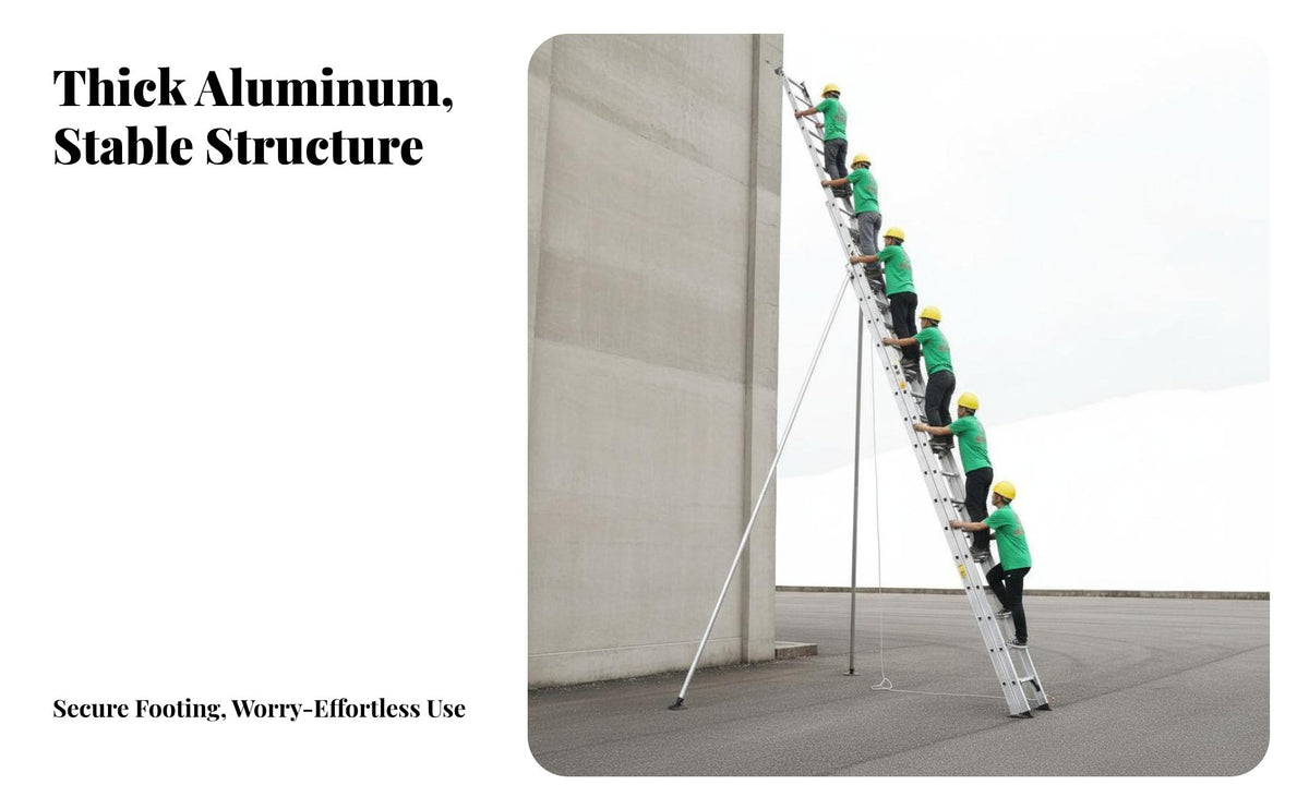 3-Section Extension Ladder High Load Capacity Telescopic Fire Ladder Anti-Slip Rungs for Firefighters, Home Renovation, Building Exteriors, Warehouses