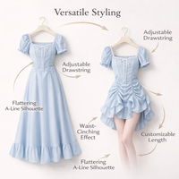 Maxi Dresses for Women UK with Drawstring Waist and Square Neckline, Summer Dress with Short Sleeves for Going Out, Plus Size Work
