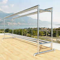 Double Rod Clothesline Rack Stainless Steel Clothesline Rack with Wheels Height Adjustable for Laundry Room, Balcony, Patio