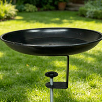 Metal Bird Bath Black Finish Freestanding Bird Bath 2-in-1 for Courtyard