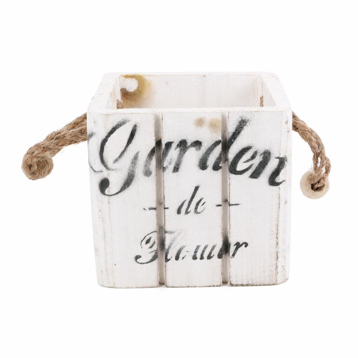 Vintage Wooden Planter Box with Rope Handles Sturdy Wood Planter Box Lightweight Compact for Entryway