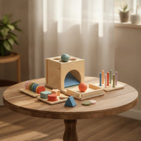 Educational Toy with Shape Boards Pastel Shape Sorting Cube Compact Wooden Sorting Box for Young Children