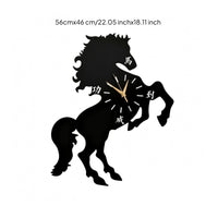 Modern Horse Silhouette Clock Large Size Horse Wall Clock Timepiece
